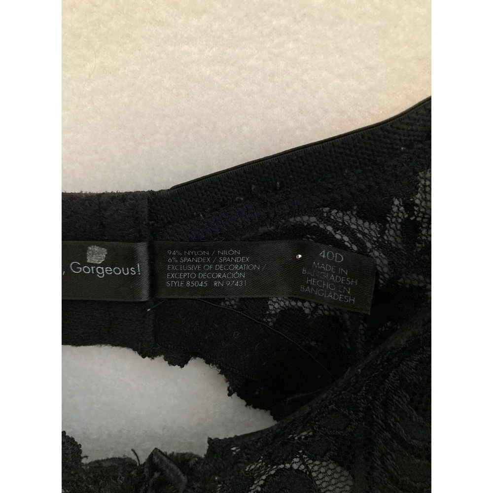 Romantic Smart & Sexy Womens 40D Black Floral‎ Lace Unlined Underwire Bra 85045